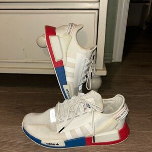 Adidas red white and blue NMDs